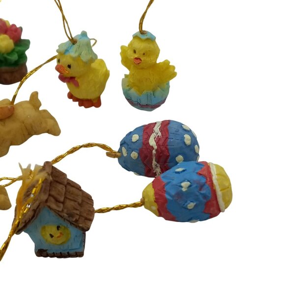 Easter Mini Hanging Ornaments 12 Piece Set Bunny Chicks Carrots Eggs Birdhouse - Picture 4 of 7